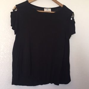 Black tee with cutout sleeves